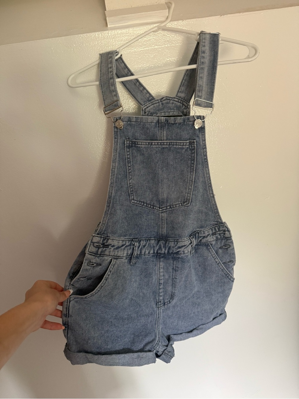 Light Wash Denim Short Overalls